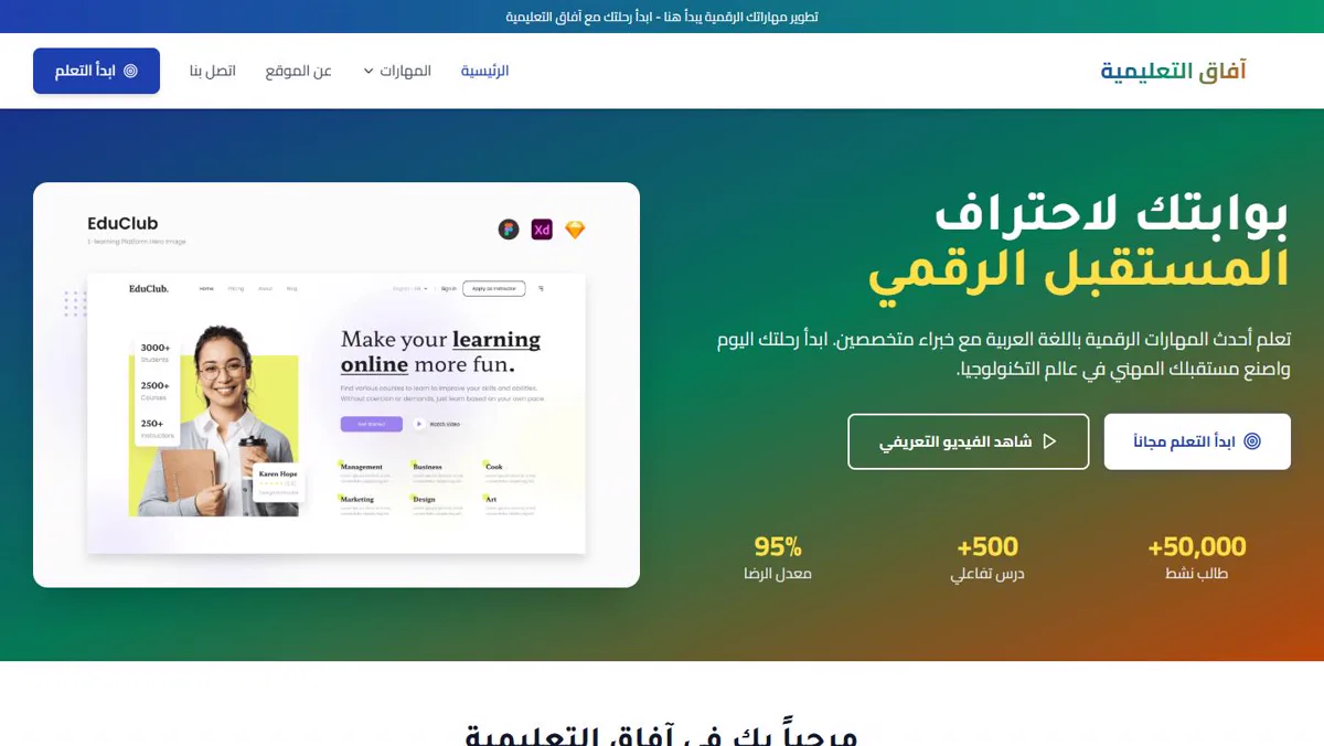 الصفحة الرئيسية لموقع آفاق التعليمية
